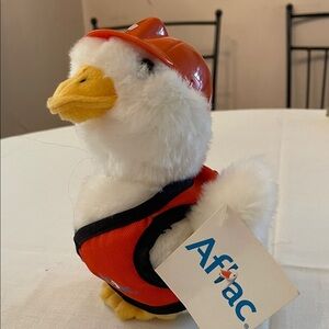 Aflac Duck Plush Stuffed Animal with Orange Hard Hat and Vest Works Says Aflac